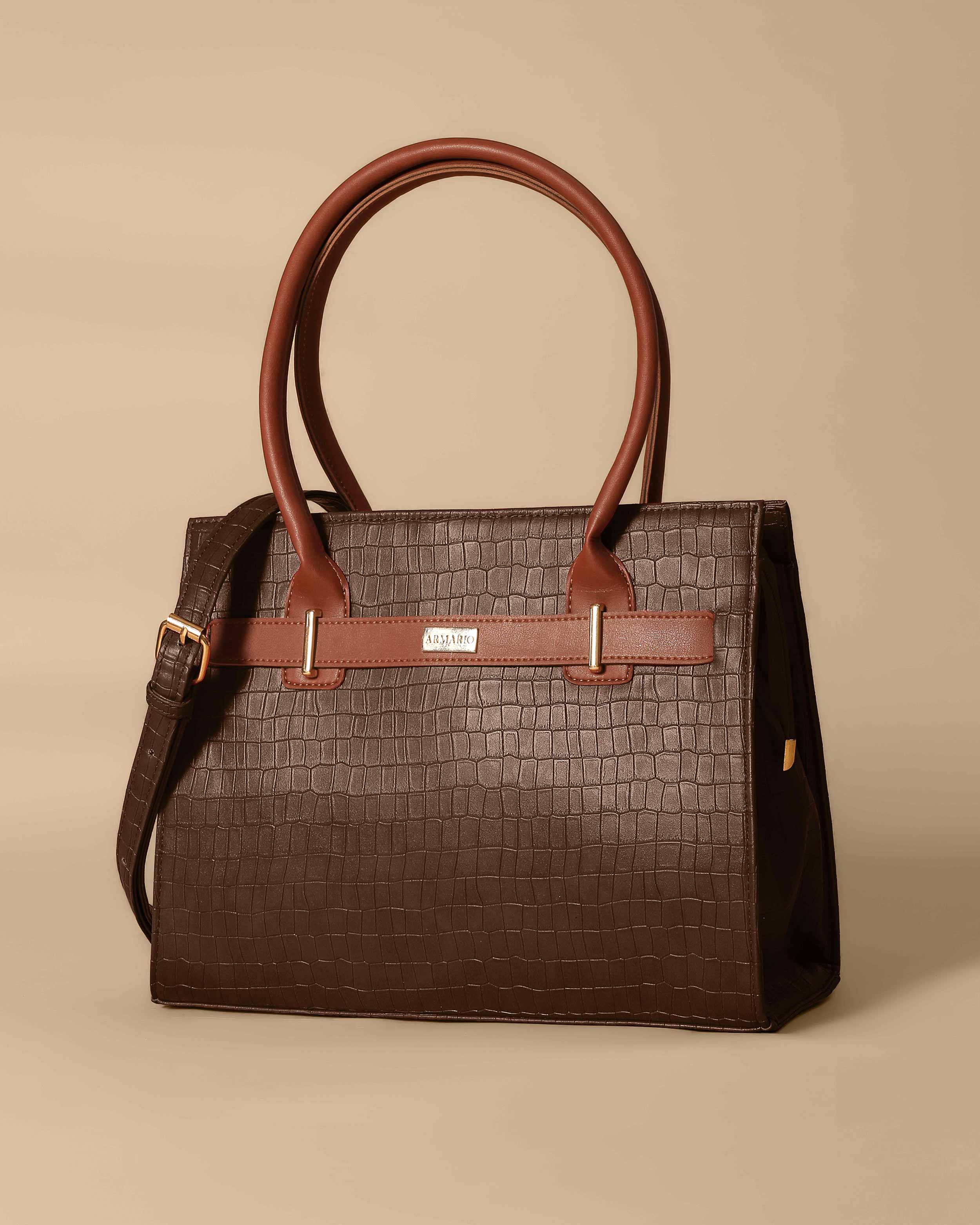 Vintage Crocodile Bag Chocolate Brown with Women's Wallet Chocolate Brown